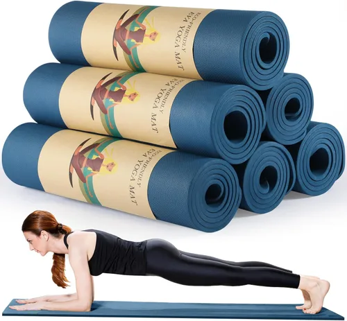 Miniatura 9 de Timgle 6 alfombrillas de yoga de 0.394 in de grosor a granel, 68 x 24 pulgadas, tapete de ejercicio antideslizante resistente al desgarro