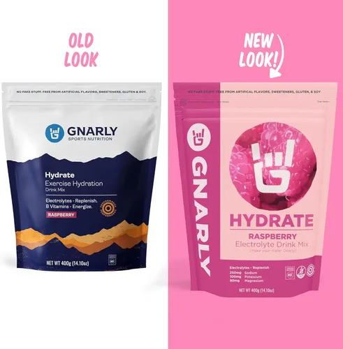 Miniatura 2 de Gnarly Nutrition Hydrate Electrolyte Powder – Mezcla de bebida hidratante para ejercicio de frambuesa – Contenido NSF Certificado – Solución