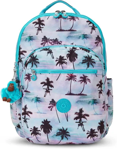 Miniatura 38 de Kipling Seoul - Mochila grande metálica para portátil de 15 pulgadas, Agua (Aqua Flowers)