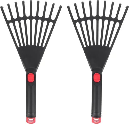 HANABASS Rastrillo pequeño para jardinería con agujero para colgar, herramienta de jardín, rastrillo de jardín para hojas en jardines y patios