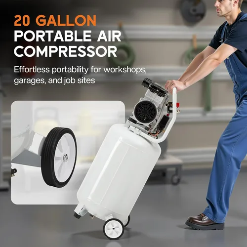 Miniatura 8 de Albott Compresor de aire vertical de 20 galones, compresor de aire eléctrico de 1.8 HP con motor de cobre, 120 PSI máximo, tanque ultra silencioso