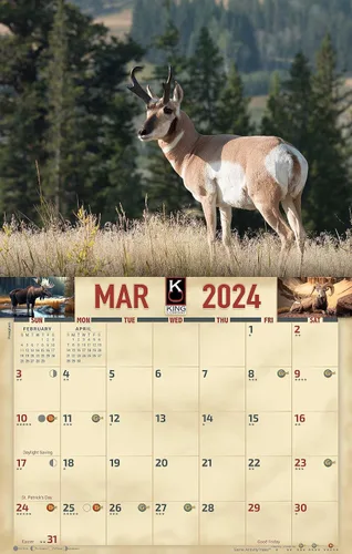 Miniatura 3 de The KING Company-Monster Calendars - Calendario de pared 2024 con vida silvestre de América del Norte, 16 meses, tamaño XL, 14 x 22 pulgadas