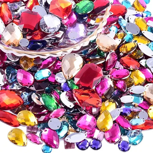 230 piezas de diamantes de imitación de forma mixta, piedras acrílicas con parte trasera plana, piedras de diamante para manualidades, manualidades,