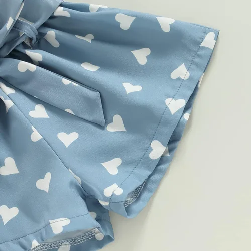 Miniatura 7 de Conjunto de 2 piezas de ropa con volantes y cuello halter floral para niños pequeños