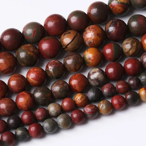 Miniatura 20 de 36 PIEZAS Cuentas de Malaquita Roja de 10 MM, Cuentas Redondas Sueltas de Gema Natural para Hacer Joyería 38 cm
