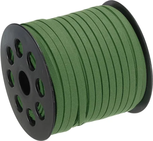 Miniatura 8 de uxcell Cordón de gamuza, 49.21 yardas, 0.197 in, cuerda plana de hilo de cuero para bolso, bolso, cordones de zapatos, manualidades, fabricación