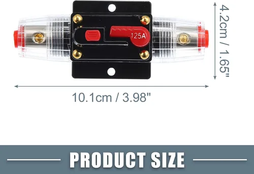 Miniatura 4 de Disyuntor de reinicio de automóvil 125A DC 12-48V Disyuntor de fusibles para audio de automóvil, inversor de interruptor estéreo de barco marino