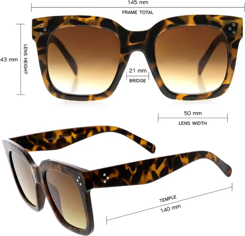 Miniatura 66 de zeroUV - Gafas de sol cuadradas retro de moda de gran tamaño para mujer estilo vintage 1.969 pulgadas