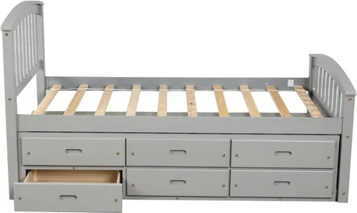 Miniatura 8 de Harper & Bright Designs Base de cama de plataforma individual con 6 cajones de almacenamiento, sofá cama individual con almacenamiento, cama capitán