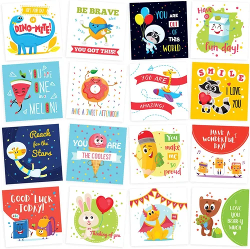 Notas para la lonchera para niños, 60 bonitas tarjetas inspiradoras y motivacionales para niños y niñas