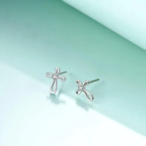 Miniatura 3 de Rnivida Aretes de plata de ley 925 con cruz para mujer