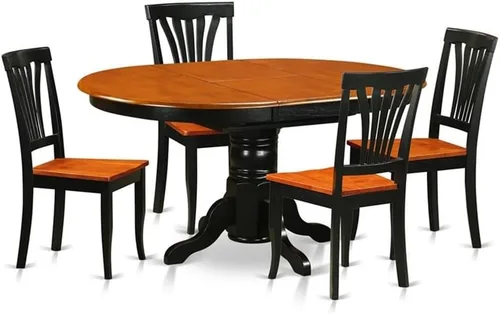 East West Furniture AVON5-BLK-W - Juego de comedor de 5 piezas incluye una mesa de comedor ovalada con hojas de mariposa y 4 sillas de cocina, 42 x