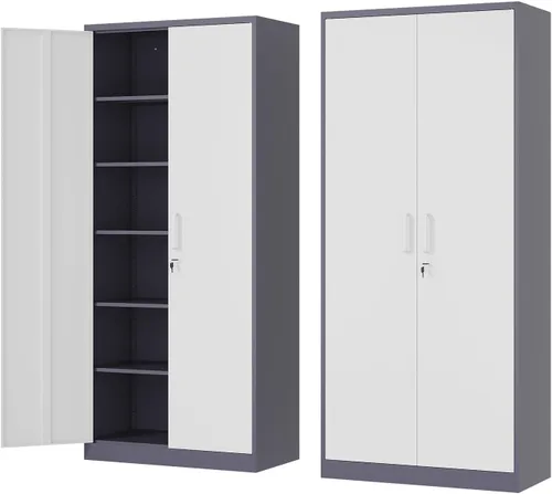 Miniatura 16 de Fesbos Armario de almacenamiento de metal, archivadores de acero de 36 pulgadas de alto con puertas con cerradura y estantes ajustables, gabinete