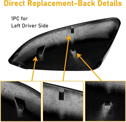Miniatura 5 de Moonlinks Compatible con cubierta de espejo lateral del lado del pasajero para Honda Civic 2016-2021, negro brillante para Civic de 10ª