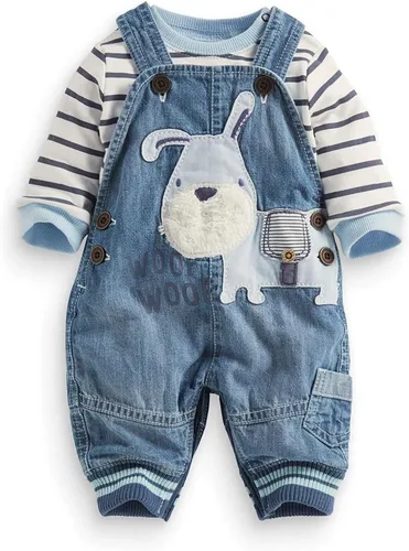 Linda ropa de bebé niño traje niño niño camiseta de manga larga a rayas + mono de mezclilla mono pantalones conjuntos conjuntos