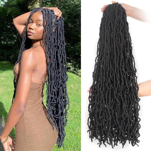 Miniatura 13 de ZRQ Extensiones de cabello sintético de ganchillo de 36 pulgadas, 3 paquetes, color negro natural, preenlazadas, largas, de diosa, sintéticas, 1b#