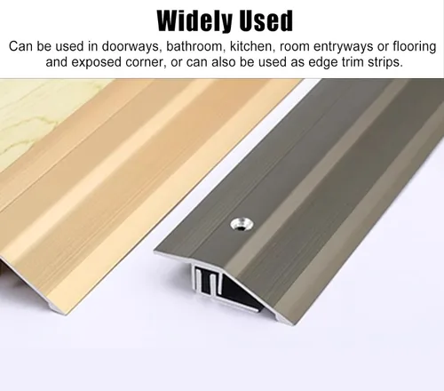 Miniatura 6 de Kunovo Tira de umbral decorativa para pisos de aluminio, barra de unión antideslizante con tornillo y base, rampa de borde de puente para silla