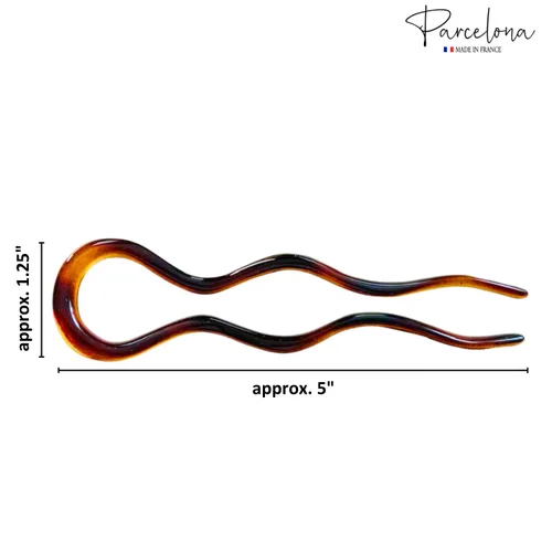 Miniatura 2 de Parcelona Francés Extra Grande 5 Pulgadas Tortuga Shell Ondulado Crink U En Forma De Horquilla De Pelo 2 Piezas