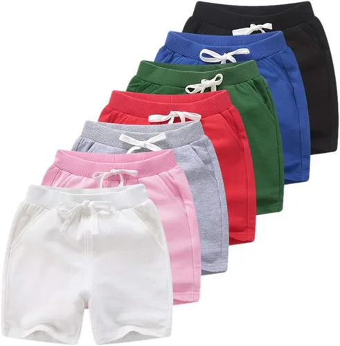 Miniatura 3 de DCUTERQ - Pantalones cortos deportivos de algodón sólido para niños y niñas