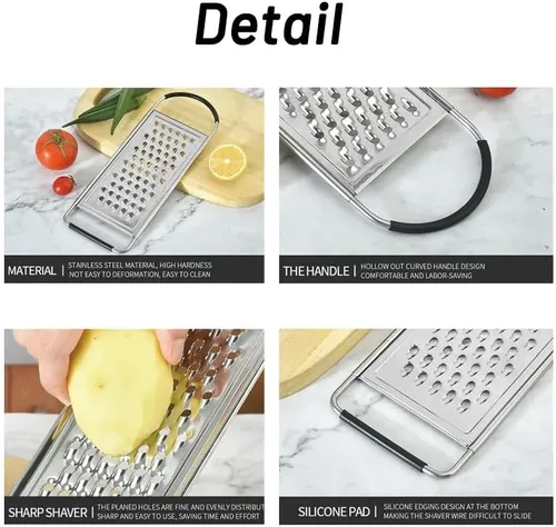 Miniatura 2 de 1 paquete de rallador profesional de queso, ralladores planos de mano de acero inoxidable grueso para cocina, rallador de alimentos con mango