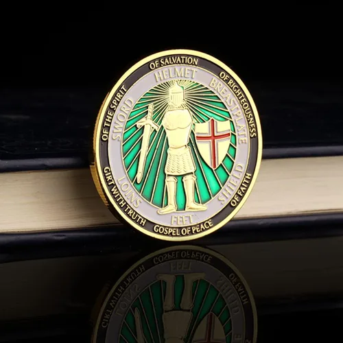 Miniatura 6 de Ponte la moneda de desafío de armadura completa de Dios, moneda conmemorativa de oración medallón coleccionable