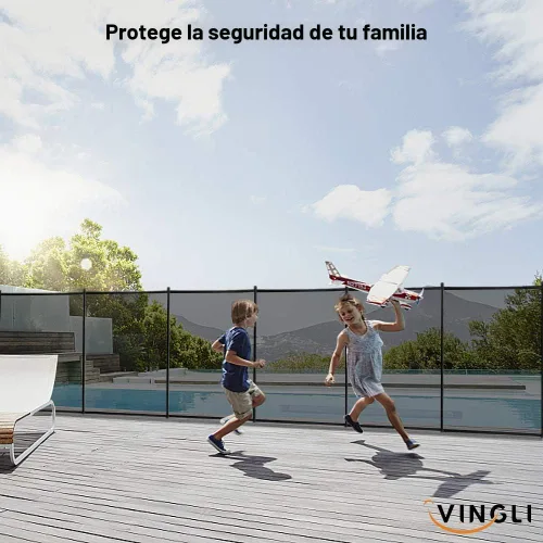 Miniatura 6 de VINGLI Valla de piscina de 4 pies x 108 pies, cercado de seguridad en el suelo, negro