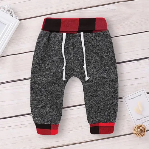 Miniatura 4 de Ropa de bebé niño para niños pequeños, traje de otoño e invierno, manga larga, bolsillo a cuadros, sudadera con capucha + pantalones, 2 piezas