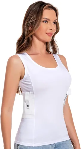 Miniatura 3 de Conceal Carry Under - Camiseta de compresión para mujer, color blanco