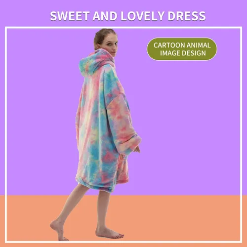 Miniatura 4 de COSUSKET Adult Hoodie Wearable Blanket, Tie Dye Super Cozy Warm and Oversized Sherpa Blanket Hooded for Women