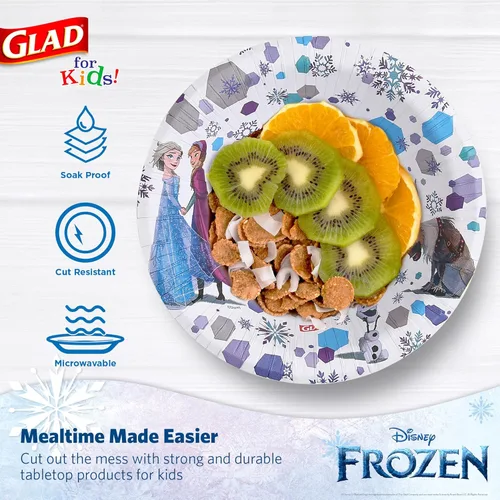 Miniatura 4 de Glad Cuencos de papel desechables de Disney Frozen para niños, Anna y Elsa, resistentes, a prueba de remojo, aptos para microondas, aptos