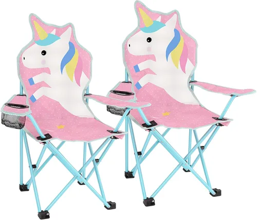 Miniatura 11 de KABOER Silla plegable para césped y camping para niños con portavasos y bolsa de transporte, sillas de camping para niños rosado sirena