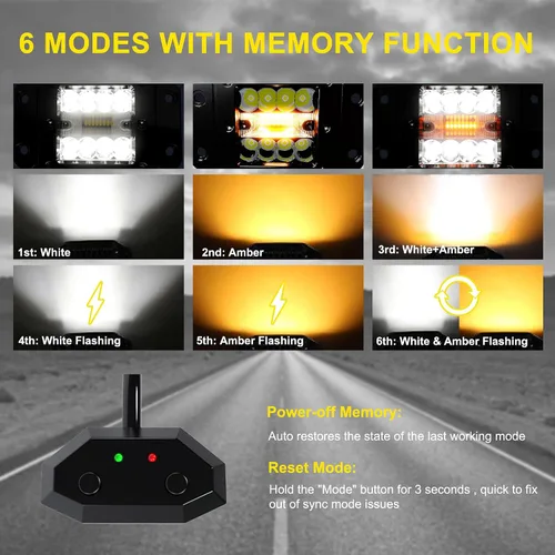 Miniatura 3 de 2 piezas de cápsulas LED de montaje empotrado de 5 pulgadas, 6 modos luz ámbar/blanca, estroboscópica, antiniebla, luz de marcha atrás, luz