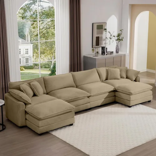 Miniatura 52 de Aoowow Sofá de dos plazas de pana, modernos sofás de nube de 2 plazas para sala de estar, sofás modulares de nube seccionales con asiento profundo