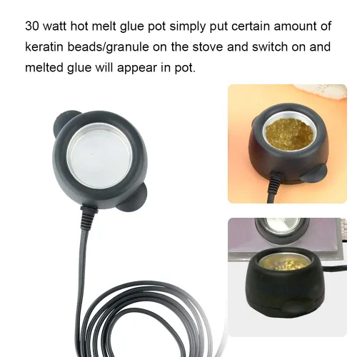 Miniatura 3 de Olla de pegamento caliente de 30 W, olla de extensión de cabello, mini olla de pegamento, olla de pegamento caliente, calentador eléctrico de perlas