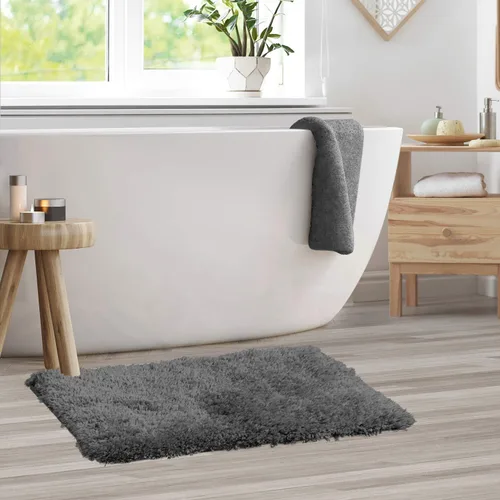 Miniatura 2 de Clara Clark - Alfombras de baño, ultra suaves y peludas - Tapetes para baño, lavables a máquina, con respaldo de goma antideslizante, 20 x 32 Gris