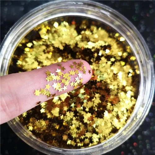Tiny Stars - Confeti con purpurina de 0.118 in con lentejuelas láser para decoración de fiestas, manualidades, arte de uñas premium, arte corporal