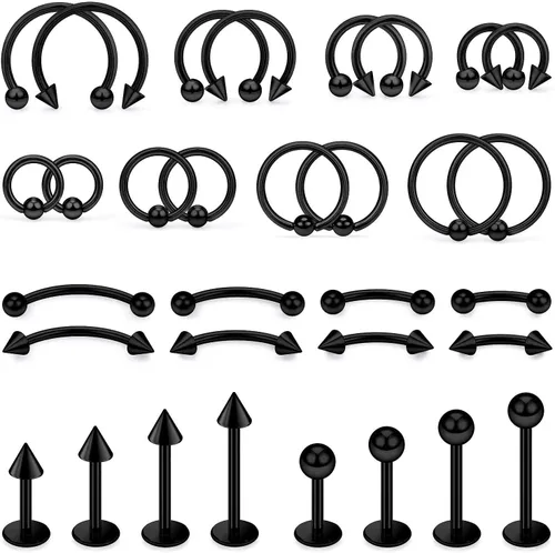 16G 20G Anillos de labio de herradura, septum, nariz, anillos de tragus de acero quirúrgico, hélice, caracola, torre, daith, snug, cartílago,