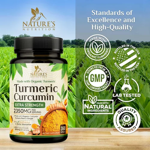 Miniatura 4 de Suplemento de curcumina de cúrcuma de 2350 mg – 95% curcuminoides con cúrcuma orgánica y jengibre, pimienta negra BioPerine para una mejor