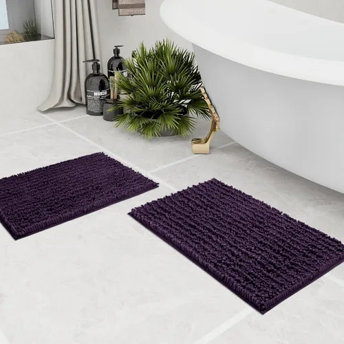 Miniatura 209 de Walensee Alfombra de baño antideslizante (24x17 pulgadas, rosa polvoriento) absorbente de agua, súper suave, lanuda de felpilla, lavable a máquina