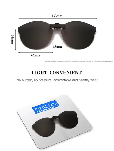 Miniatura 2 de YAMEIZE 3 pares de lentes de sol polarizados con clip, protección UV400 antirreflejos, lente abatible sin montura para conducir al aire libre