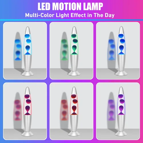 Miniatura 5 de Lámparas de movimiento líquido de cera morada que cambian de color, lámpara LED de magma de 13 pulgadas para adultos y niños, luz nocturna 2-Púrpura