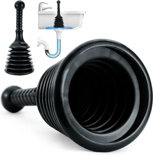 Luigi's Desagüe para cocina con émbolo para lavabo de baño, bañera o ducha de drenaje, removedor de obstrucciones pequeño y potente, estilo Negro