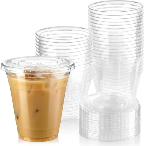 Miniatura 11 de Fit Meal Prep Paquete de 50 vasos de plástico transparente de 32 onzas con tapas planas, tazas desechables para café helado, sin BPA, taza de batido