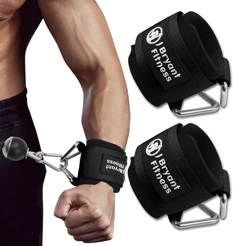J Bryant Muñequeras de fitness para máquinas de cable, correas de muñeca ajustables resistentes con acolchado de neopreno de 0.276 in para Negro
