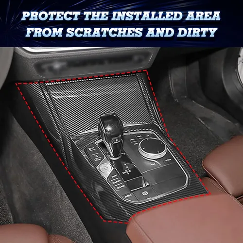 Miniatura 4 de x xotic tech Cubierta del panel de cambio de engranajes de la consola central interior, patrón de fibra de carbono, compatible con BMW Serie 3 G20