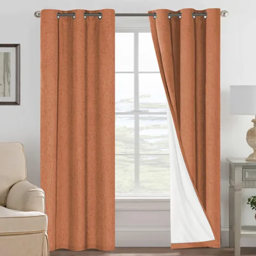Miniatura 186 de H.VERSAILTEX Cortinas opacas de lino de 72 pulgadas de largo, 100% absolutamente opacas, con aislamiento térmico, con textura de lino, cortinas