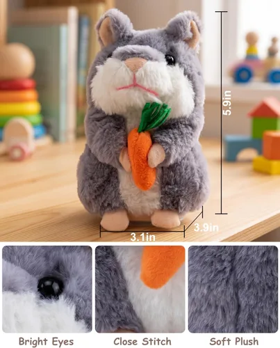 Miniatura 5 de Hámster parlante de peluche que repite lo que dices de Halobang, regalo para niños