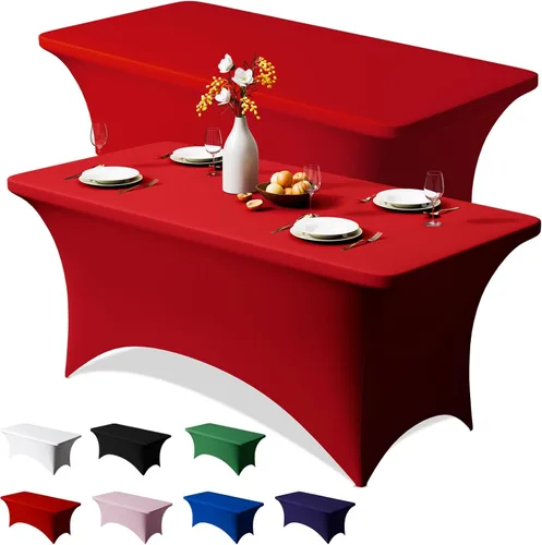 Miniatura 11 de Trlyc Paquete de 1 mantel rectangular de elastano de 4 pies – 48 x 30 pulgadas, resistente a las arrugas, para bodas, fiestas, banquetes, picnic