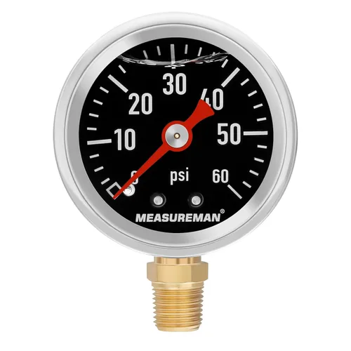 Miniatura 16 de MEASUREMAN - Manómetro, 0 a 15 psi, relleno glicerina, esfera 1.5 pulgadas, caja acero inoxidable 304, montaje central posterior 1/8 NPT, adaptador