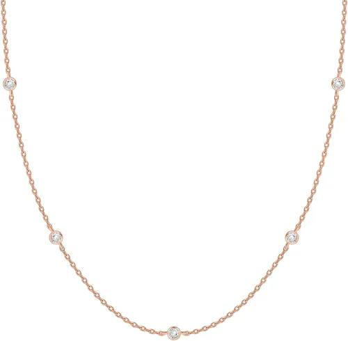 Miniatura 9 de PAVOI Collar de estación chapado en oro de 14 quilates, collares de capas de diamantes simulados, cadena de circonita cúbica para mujer